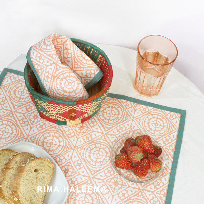 rima原创设计纯棉传统印染花纹餐布餐垫桌垫餐巾餐桌装饰壁挂布艺