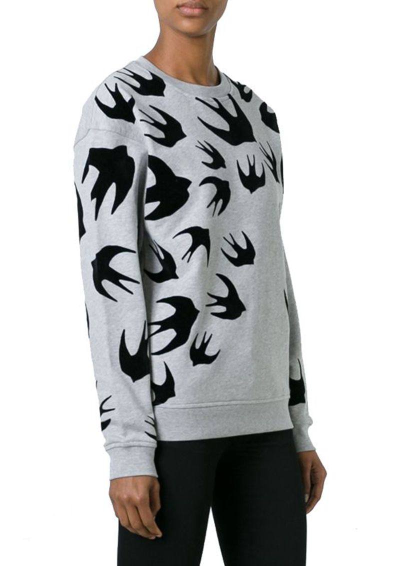 麦昆卫衣女_正品 mcq alexander mcqueen 麦昆秋冬植绒燕子男女长袖