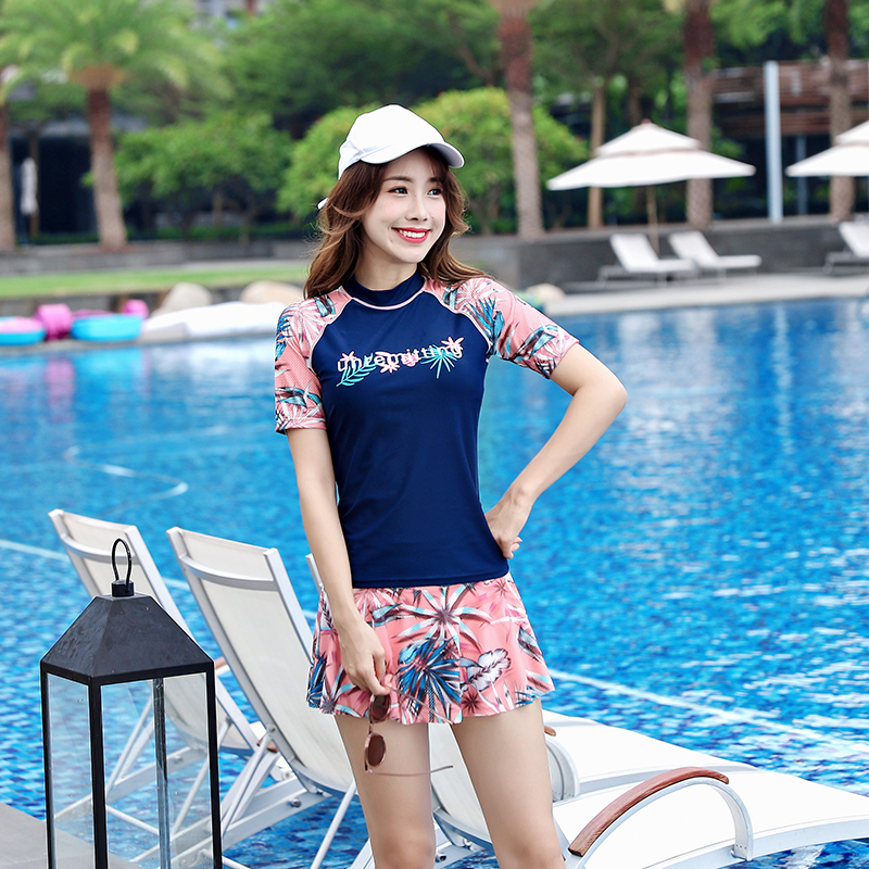 Swimsuit conservative Two piece set Fission Skirt student Swimwear Cover the belly Show thin Sunscreen Large les Wind swimsuitin the Sports/Yoga/Fitness/Fans supplies , Swim , Split swimsuit category - from Buy2taobao.com to provide professional Taobao agent buy service