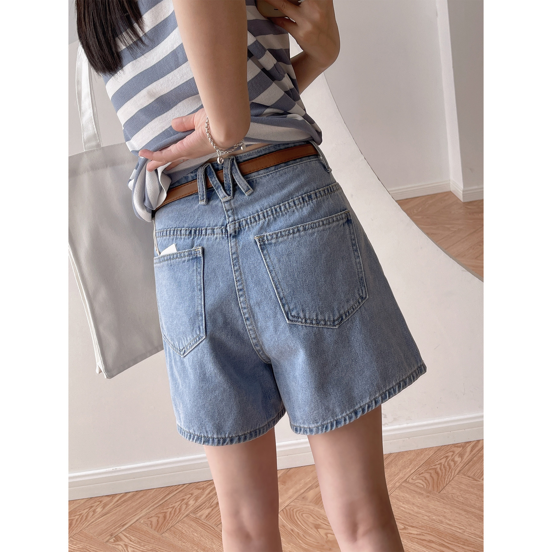 牛仔短裤女夏高腰宽松简约