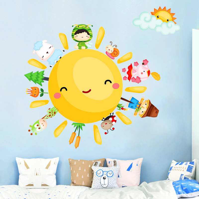 幼儿园学校墙壁装饰壁纸贴画太阳贴纸儿童宿舍寝室布置墙贴可移除