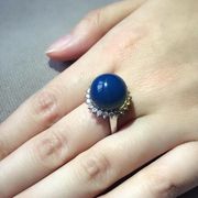 Dominican blue po ring silver water purification blue po female ring sky blue Domi blue po ring live mouth adjustable