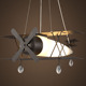 现代复古儿童灯具个性男孩美式卧室护眼吊灯创意木纹飞机卡通灯