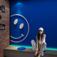 网红克莱因蓝打卡互动拍照区布置奶茶店铺墙面装饰甜品咖啡厅贴纸