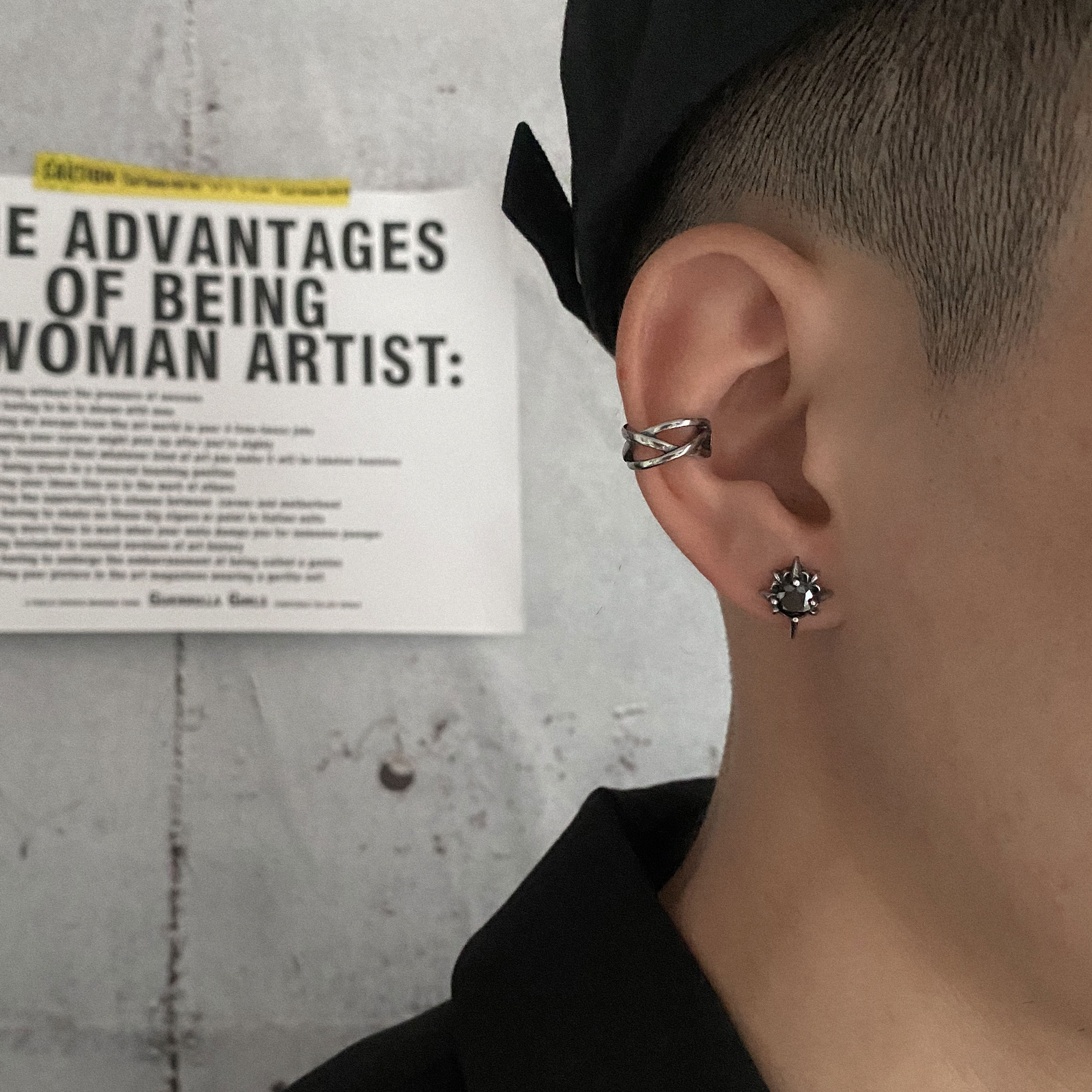 卡门日韩潮流复古朋克耳钉男士个性嘻哈街头暗黑风耳环女耳饰品