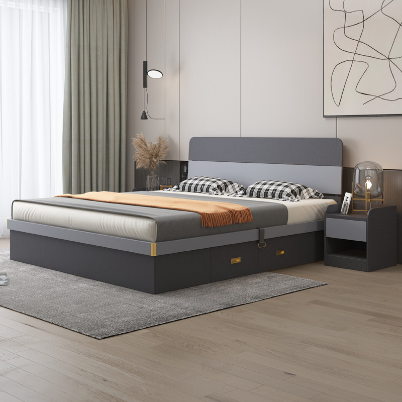 小户型侧开气动现代简约高箱储物抽屉床15m收纳榻榻米双人床18