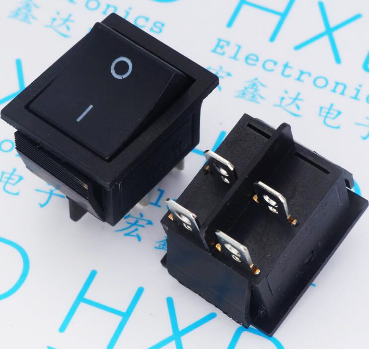 船型开关四脚两档kcd4-4p黑色31x25mm16a250vac按键船形开关