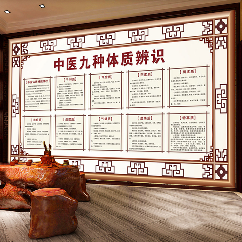 九种体质辨识海报挂图中医养生馆宣传画装饰挂画背景画养生图片