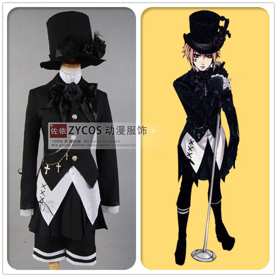 【黑执事】人偶师band 夏尔 cos 主唱服黑色礼服实拍 cosplay服装