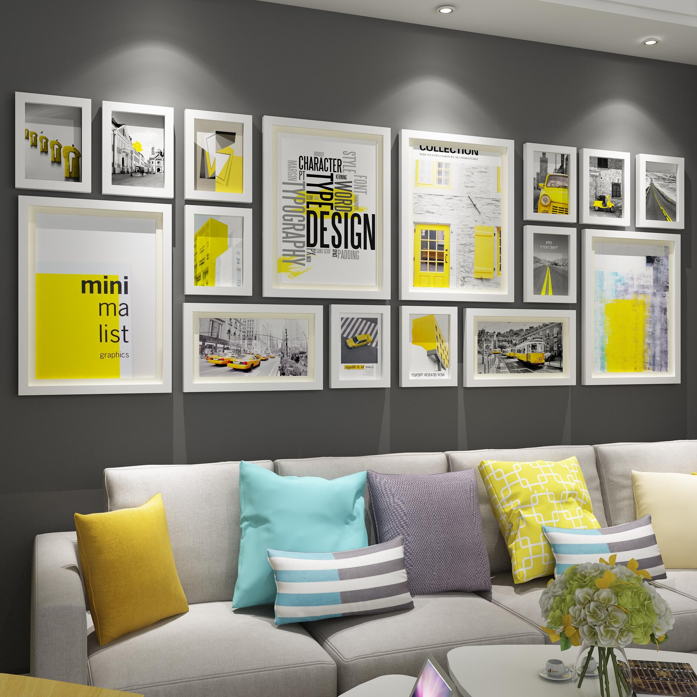 实木过道简约照片墙左右楼梯欧式走廊挂墙相片框个性创意组合背景