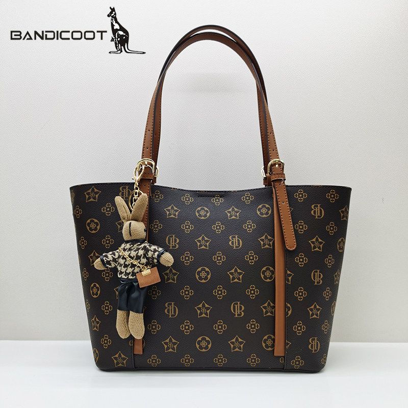 袋鼠女包bandicoot2021新拖特包腋下包大容量秋冬pvc印花可放a4纸