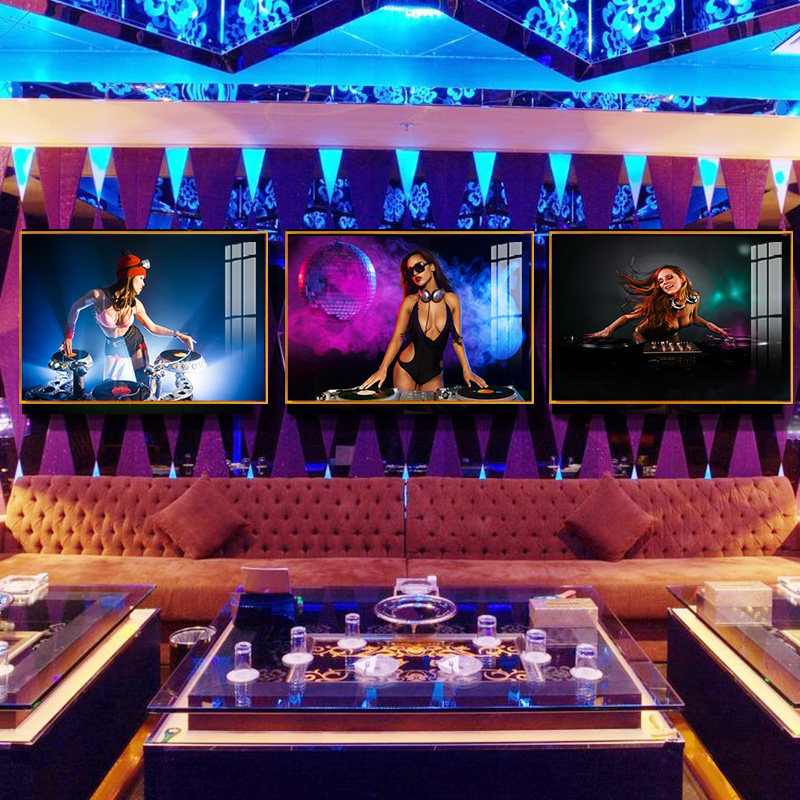 k歌厅迪斯科装饰画铝合金晶瓷ktv包房壁画美女dj打碟挂画网吧清吧