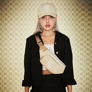 mlb腰包ny洋基队明星同款2019新款老花帆布刺绣斜挎胸包男女通用