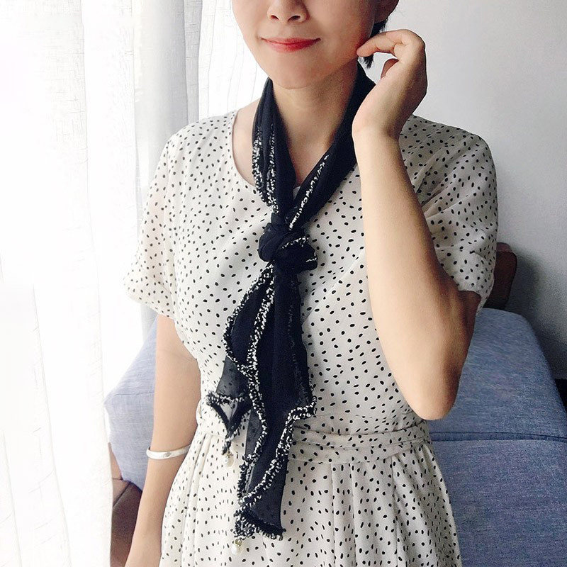 2021新款长条丝巾女夏季薄款真丝护脖子搭配衬衫桑蚕丝小围巾定制