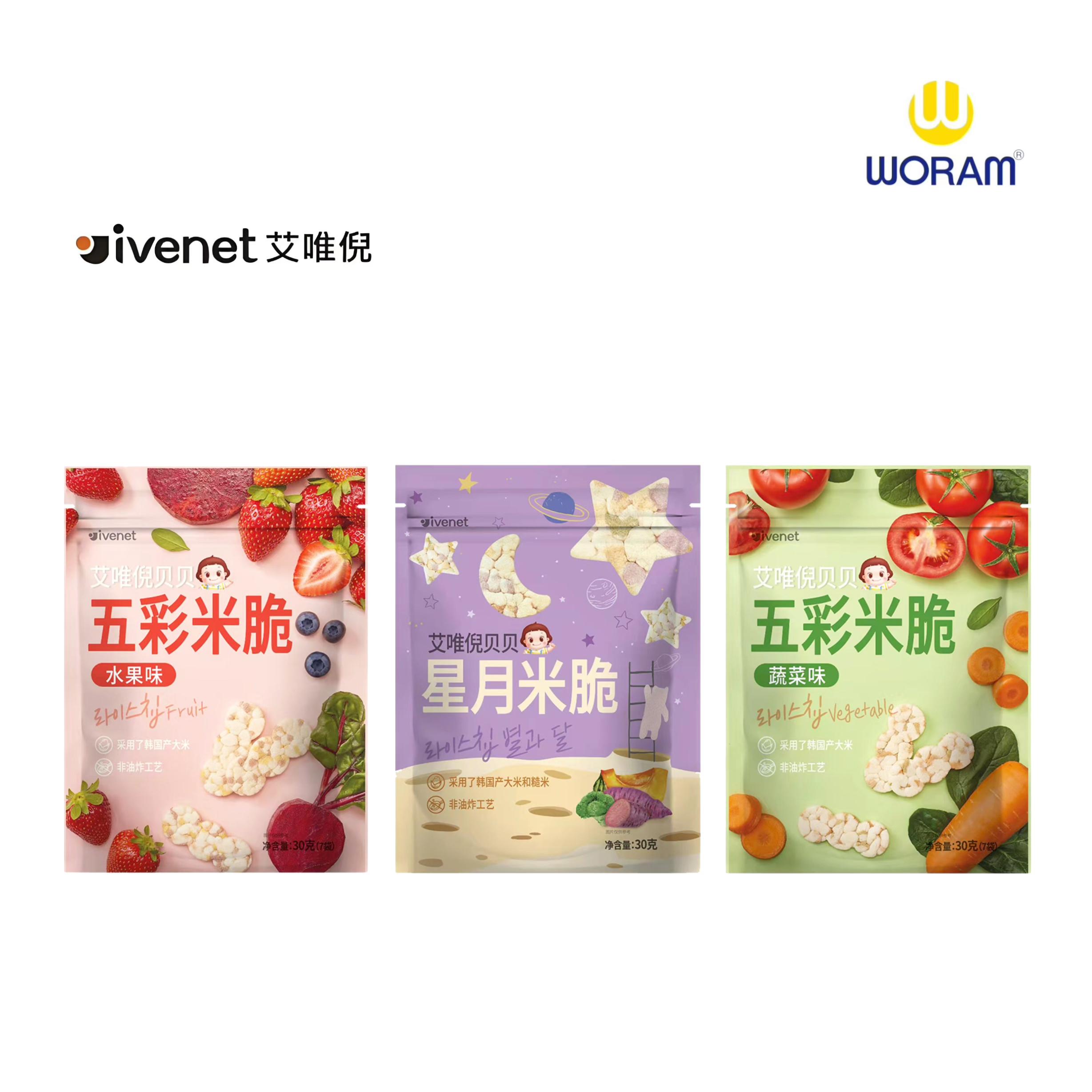 韩国ivenet艾唯倪 五彩米脆/星月米脆宝宝健康零食30g/袋