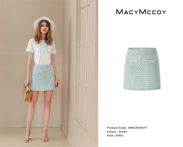 MacyMccoy绿色花呢裙裤清新薄荷绿里面带有短裤内衬MMC2019277|ruв категории Женская одежда, юбка - от Buy2taobao.com для оказания профессиональной услуги покупки агента Taobao