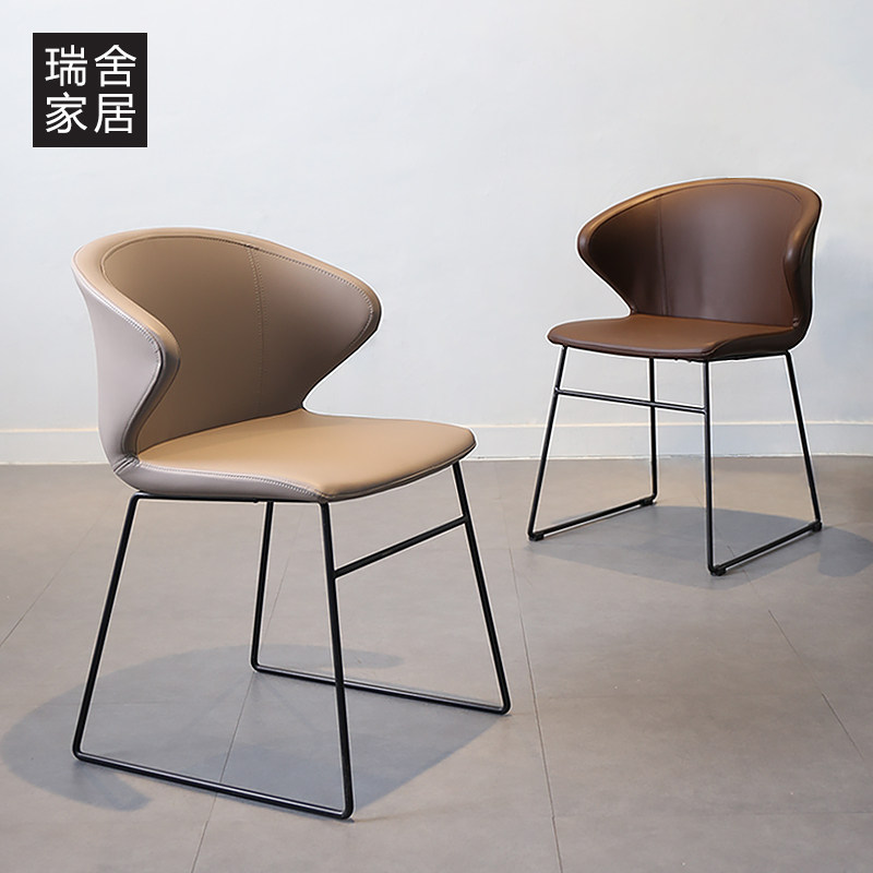 简约现代灰色办公椅凳子铁艺靠背椅子家用休闲椅洽谈椅餐椅书桌椅