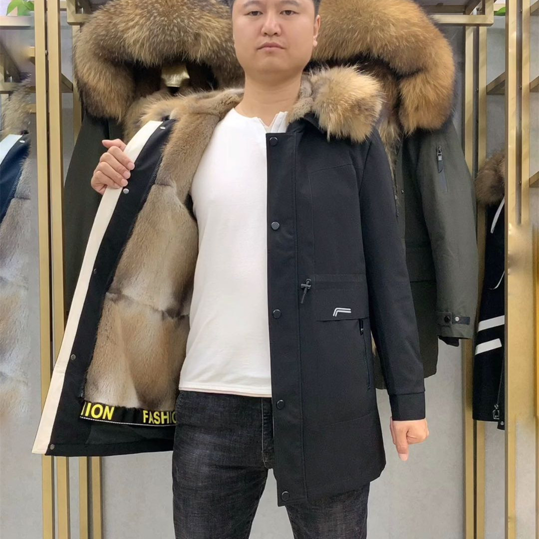 派克服男士2020新款貂毛皮毛一体可拆卸青根貂内胆休闲冬季外套