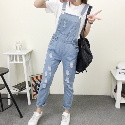2019 Autumn New products Easy hole Light colour Suspenders Jumpsuits trousers student Cotton Denim overallsin the Women's clothing/Boutique , Jeans category - from Buy2taobao.com to provide professional Taobao agent buy service