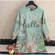 Foreign trade export cartoon hand-painted rabbit apron protective clothing reverse dressing kitchen cafe anti-fouling long-sleeved blouse