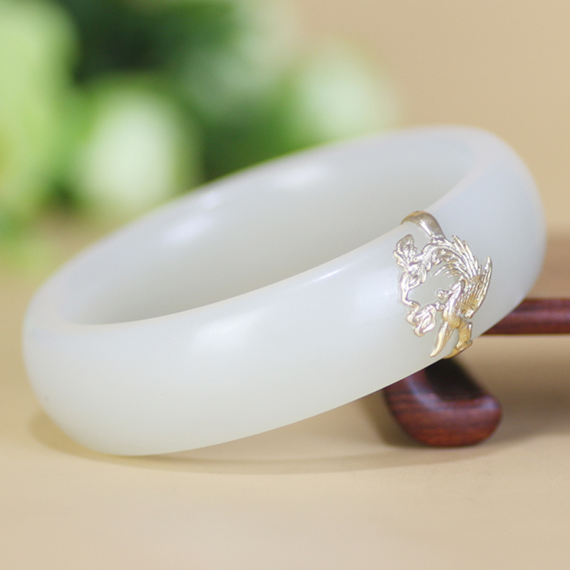 【优雅手镯】 和田玉金包玉手镯内径58.89mm 重82.191克