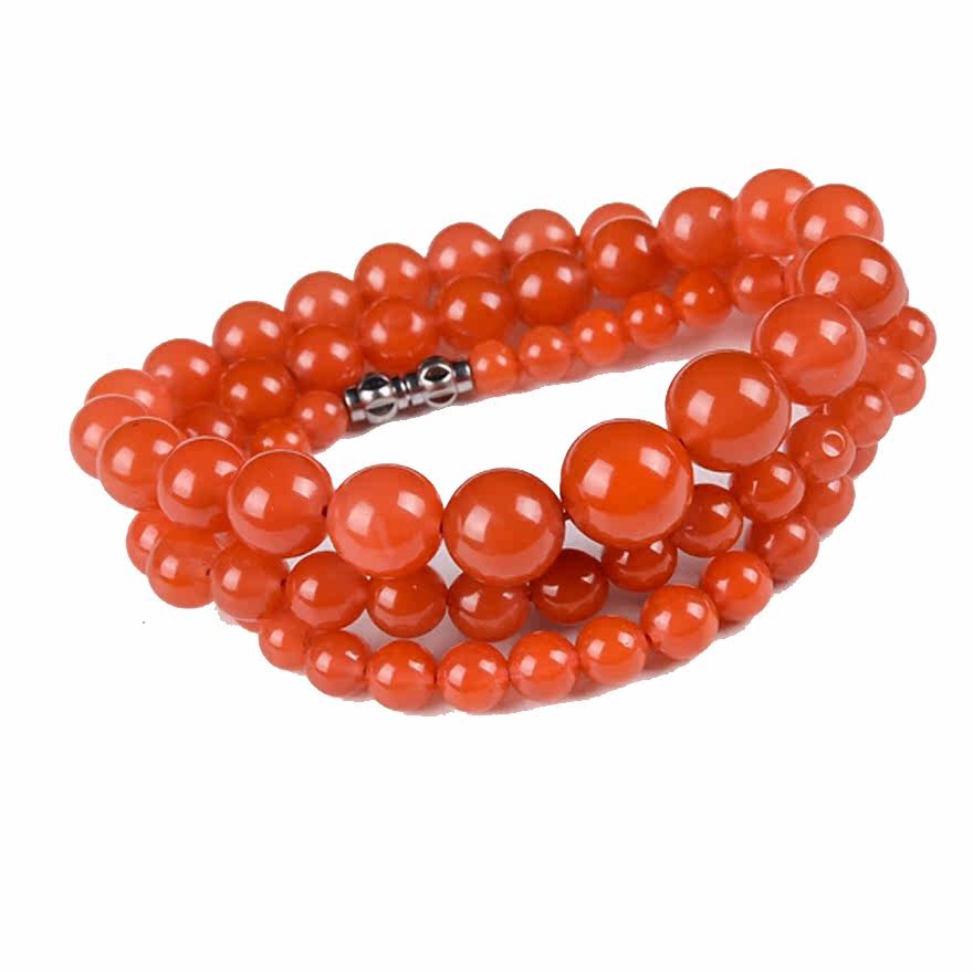 42.49g 南红玛瑙圆珠塔链项链 - 拍卖