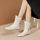 平底短靴女真皮今年流行的靴子休闲舒适白色马丁靴头层牛皮中筒靴