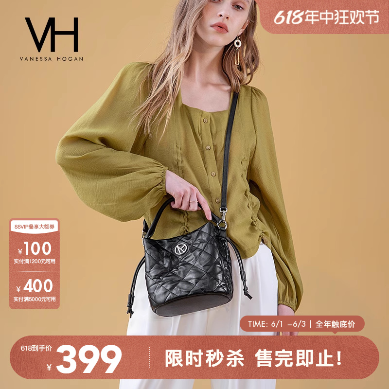 VH女包蔷薇桶包新款抽绳设计通勤水