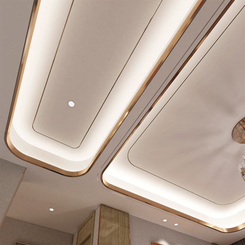 不锈钢弧形镜面钛金吊顶装饰线条镂空正半圆弧客厅四分之一包边条