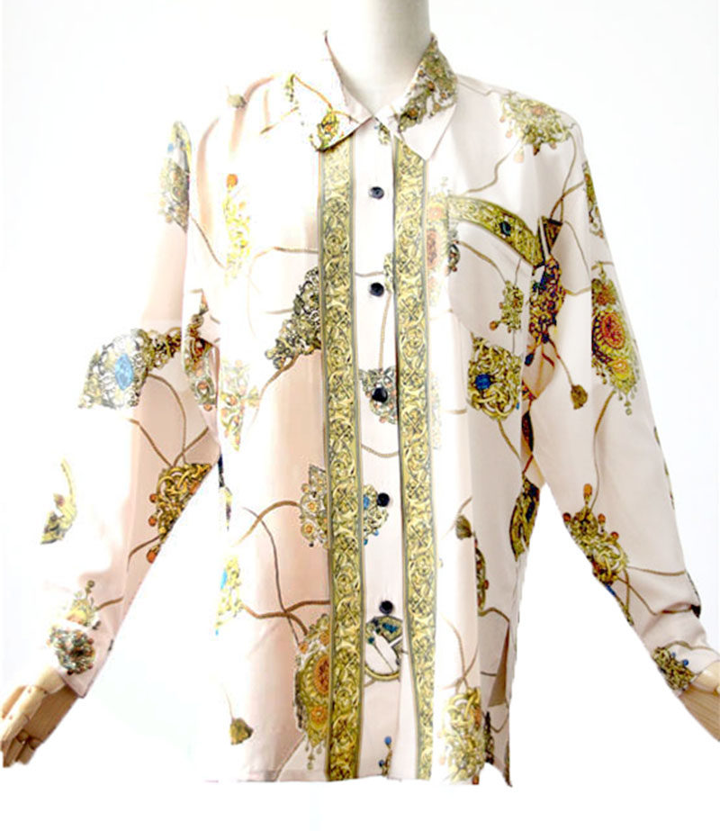 vintage古着复古凡尔赛欧洲中世纪巴洛克长袖衬衫中长衬衫