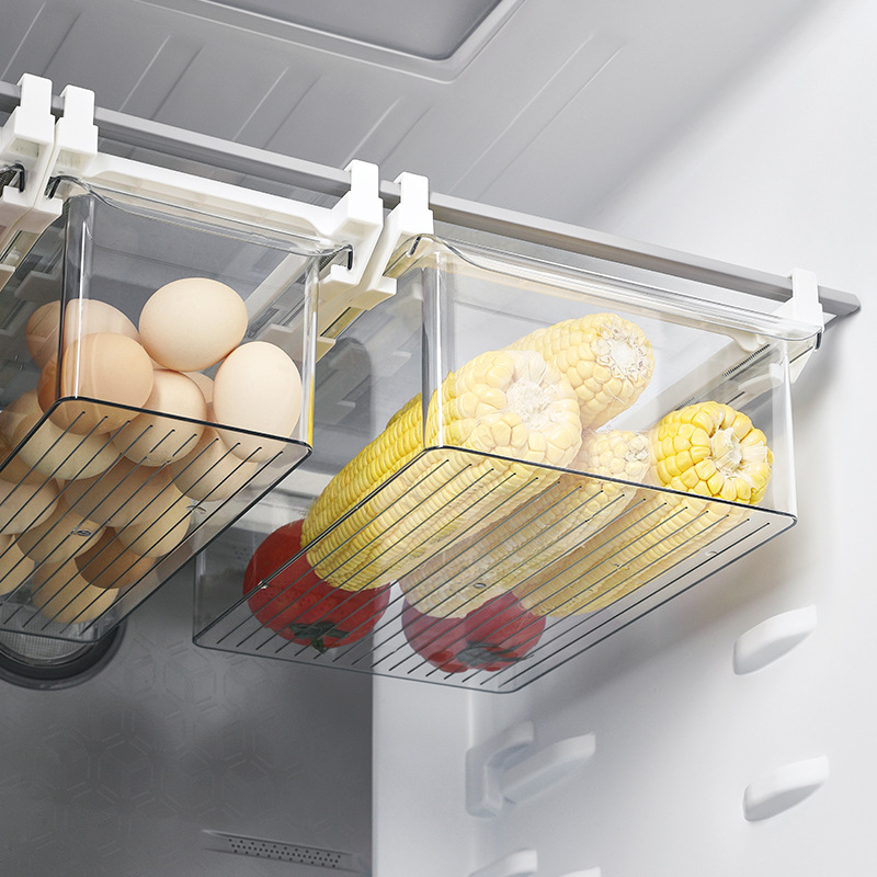 悬挂式冰箱收纳抽屉蔬菜冰箱整理透明保鲜盒收纳盒鸡蛋收纳箱壁挂