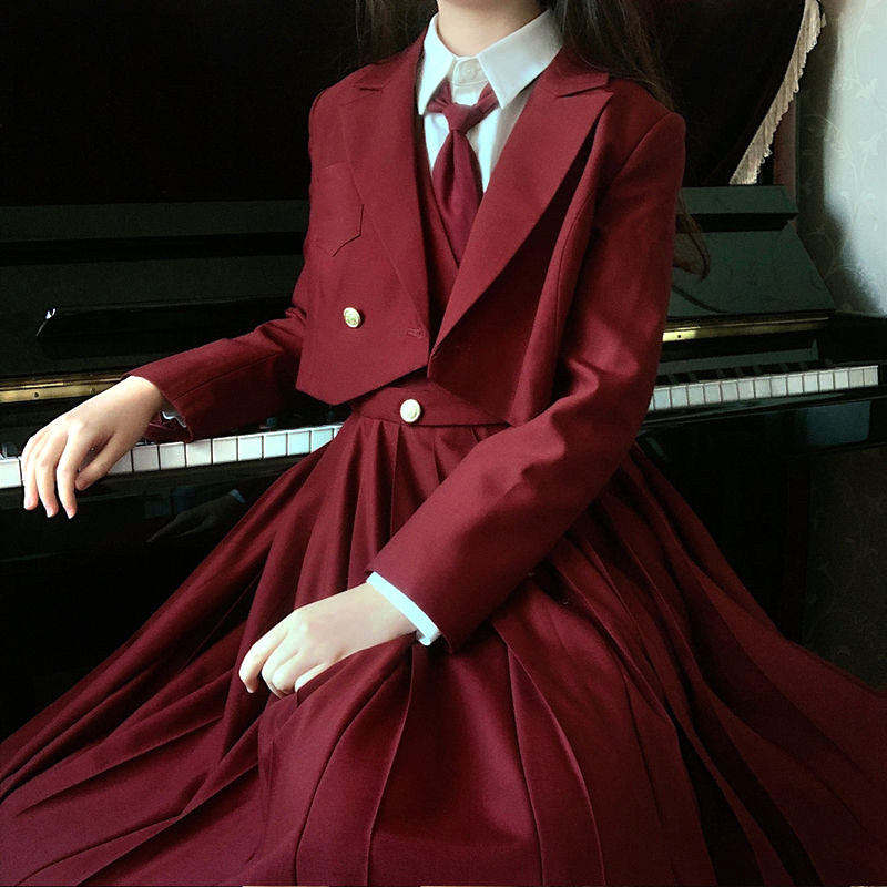 红色护奶裙基础款jk制服套装正版女学生卡奶裙春季学院风班服原创