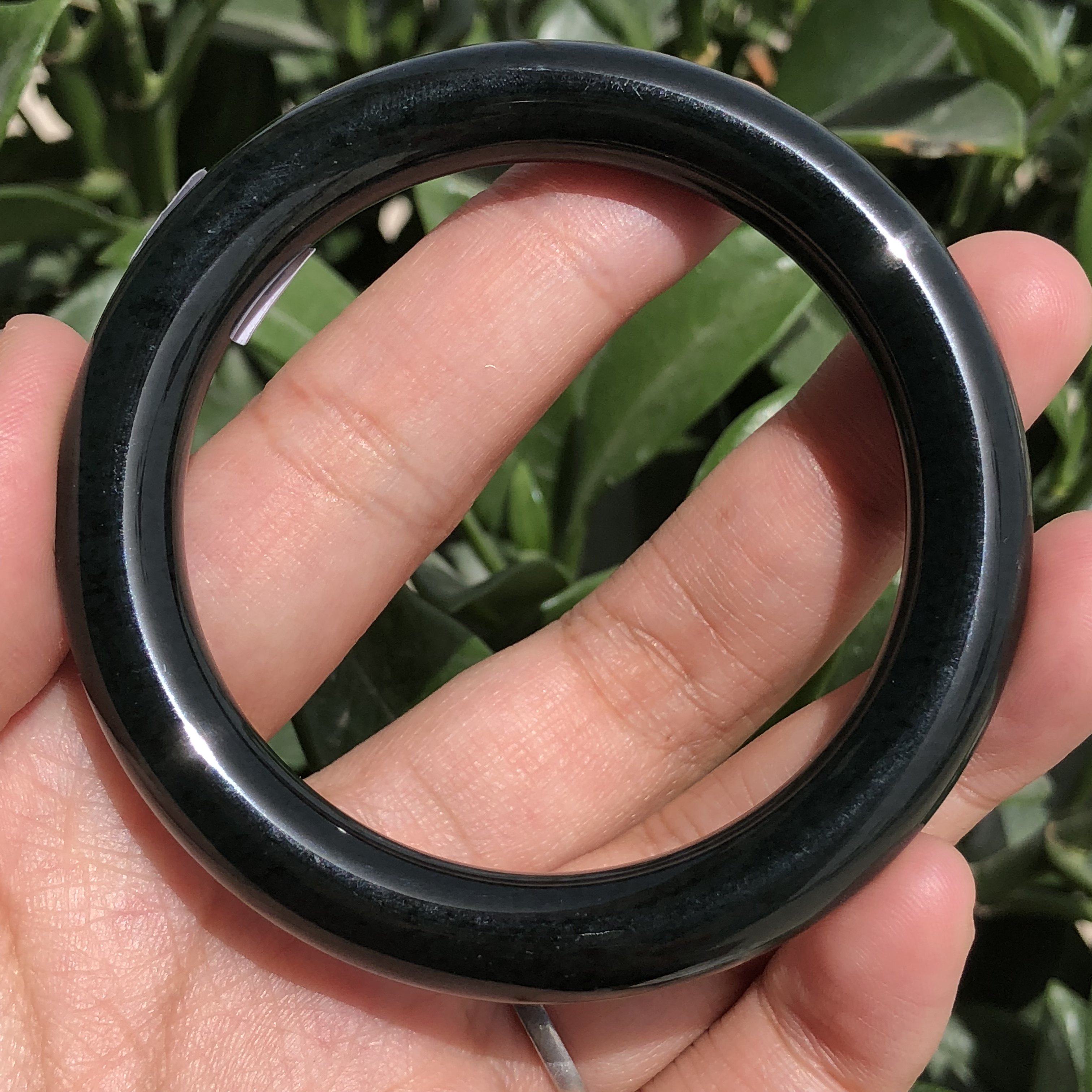 锦玉新疆和田玉手镯 狭义和田玉籽料黑青玉圆条复古女士玉镯子