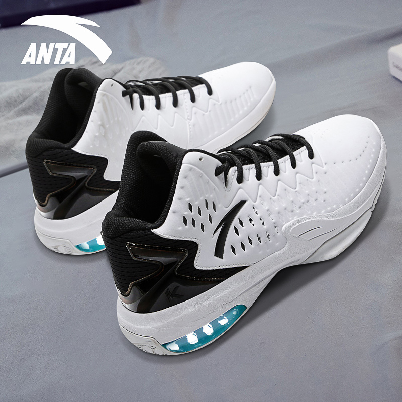 安踏白色星轨篮球鞋男鞋2025新款气垫减震高帮护踝战靴运动鞋子