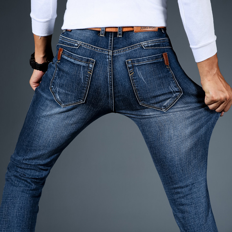 秋鼕款鼕季牛仔褲男士直筒修身彈力青年寬松休閑加絨加厚褲子男褲