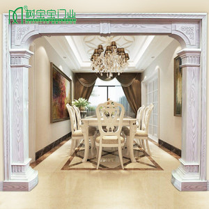 客厅欧式垭口造型门套罗马柱异形实木复合雕花阳台双包套包边定制