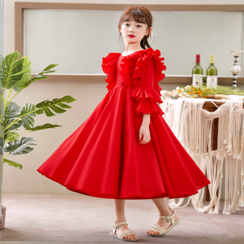 女童夏季薄款连衣裙长袖2022新款网红洋气超仙公主裙女孩高端礼服