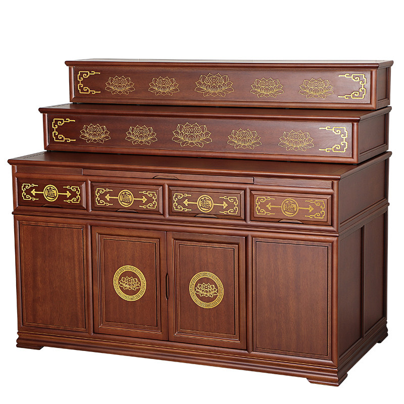 佛桌供桌香案三层佛台家用佛堂佛柜阶梯藏式家具现代带门佛龛