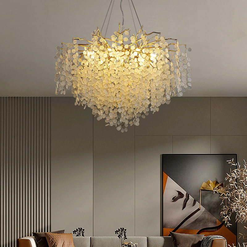 2022新款水晶吊灯后现代轻奢客厅灯树枝法式别墅高档餐厅灯饰灯具
