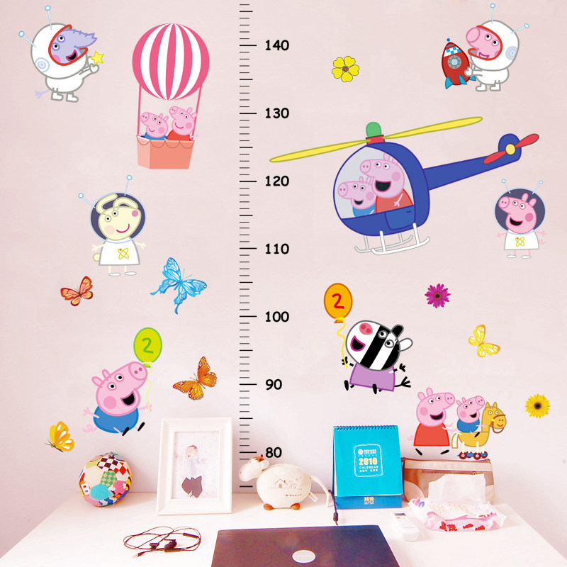 小猪佩奇贴纸墙贴_佩奇小猪儿童卡通量身高贴纸自粘防水测量身高量尺