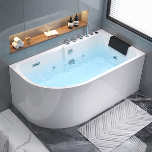箭牌᷂卫浴浴缸亚克力家用小户型恒温冲浪按摩扇形独立式一体无缝