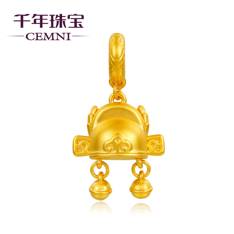 cemni千年南博999足金转运珠黄金3d硬金状元帽中国风国潮礼品