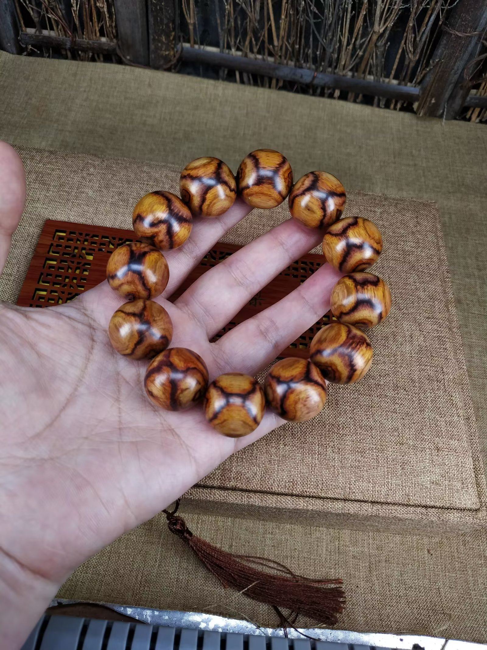 正品海南黄花梨佛珠手串手链2.0对眼鬼脸鬼眼x纹一物一拍男款老料