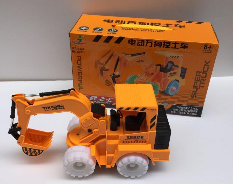 电动挖土机万向灯光音乐仿真工程车挖掘机中性通用精致盒装玩具