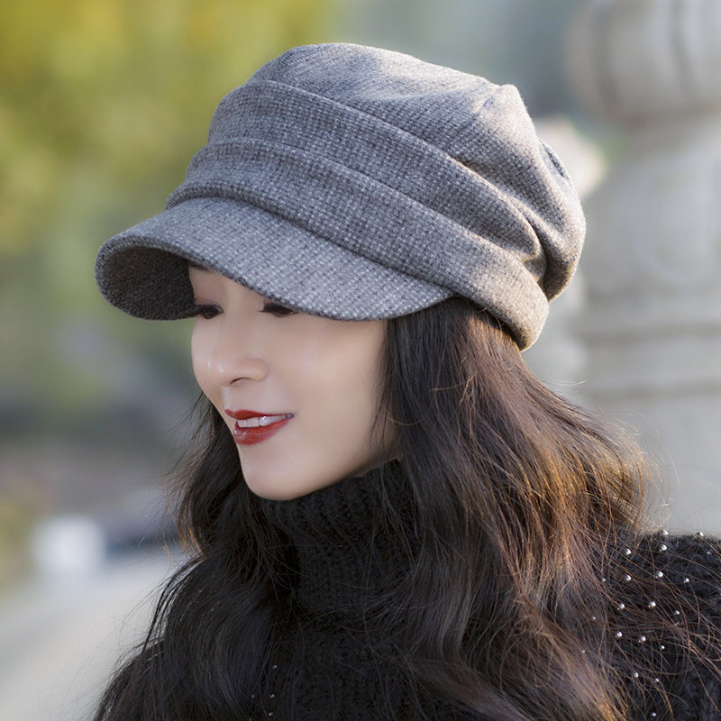 百搭 中年_帽子女秋冬韩版潮百搭时尚显脸小中年妈妈女士秋冬季八角帽