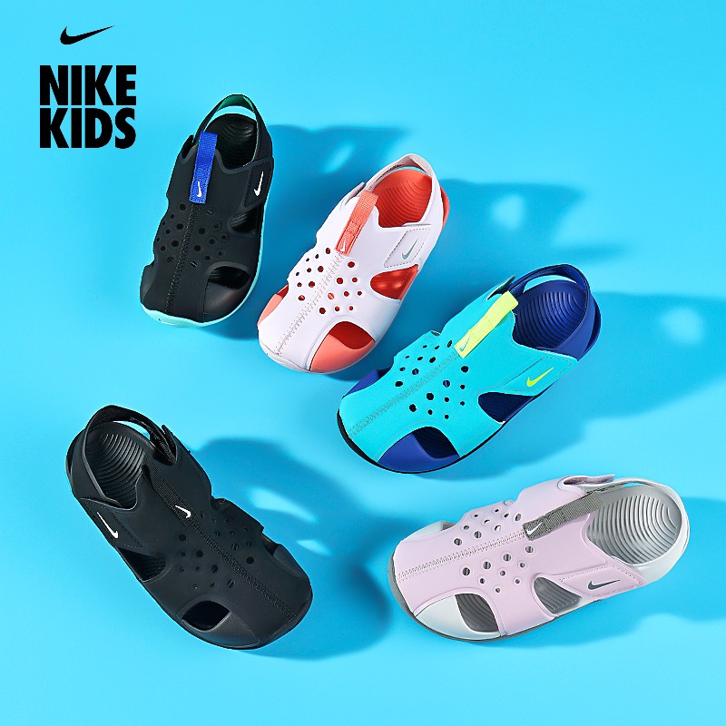 Nike耐克童鞋夏季凉鞋男女魔术贴大小童沙滩鞋户外休闲小飞机凉鞋