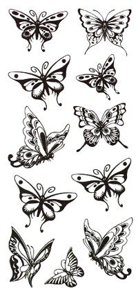 【两张】暗黑系纹身贴女防水持久逼真性感锁骨ins黑色蝴蝶贴纸