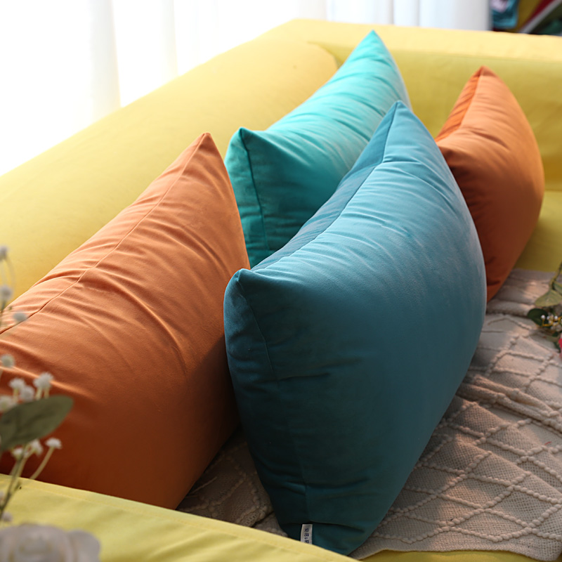简约纯色丝绒抱枕套长方形客厅沙发靠背靠垫不含芯家用天鹅绒腰枕