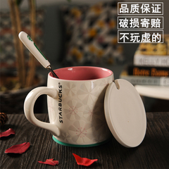 创意星巴克杯子带盖子勺子大容量樱花喝水咖啡牛奶杯子生日礼物