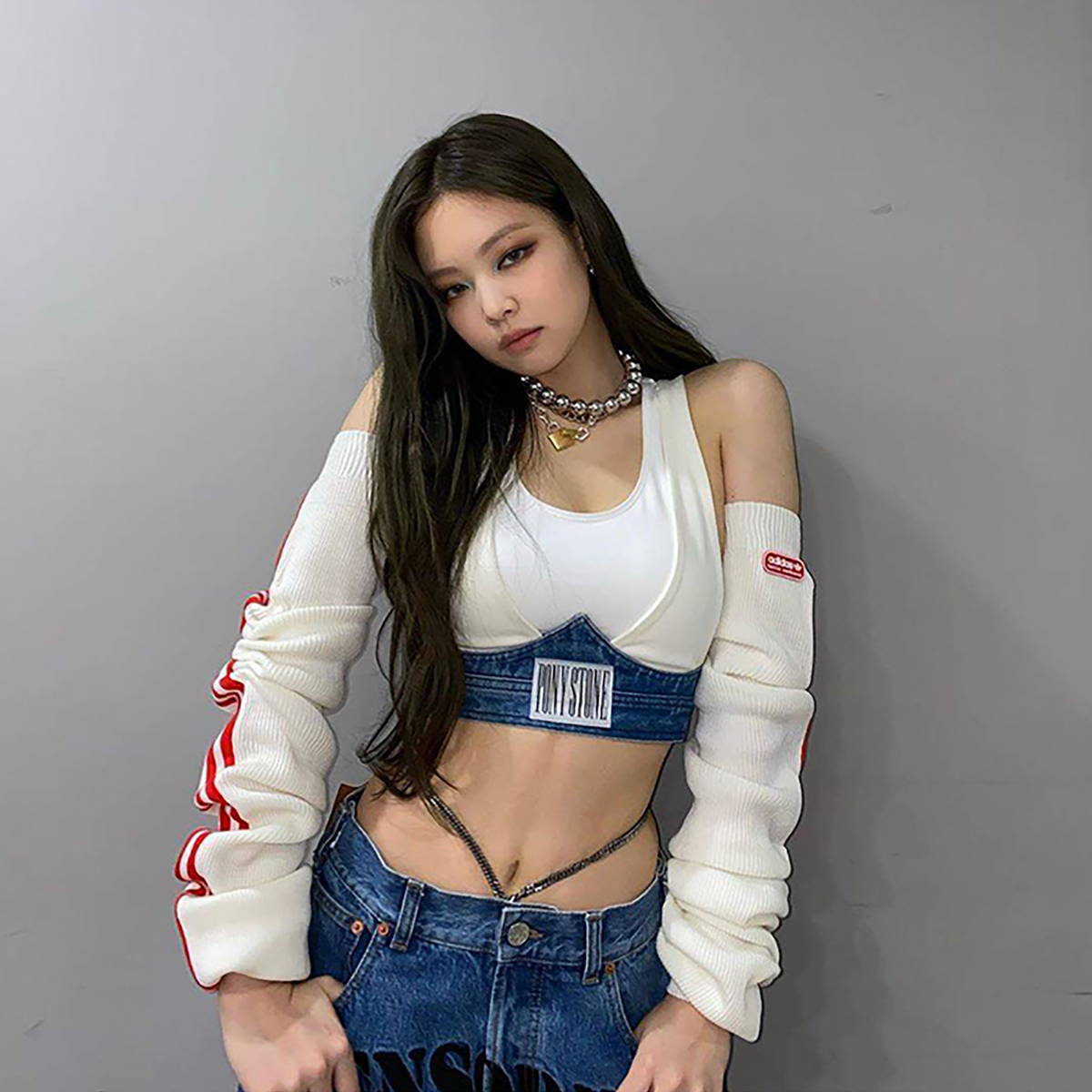 jennie同款丨背心袖套上衣辣妹女团牛仔blackpink打歌服演出服